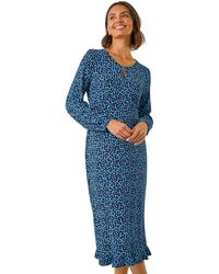 Roman - Spot Print Keyhole Midi Dress - Lyst