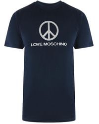 Moschino - Love Peace Logo T-Shirt Cotton - Lyst