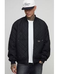 BoohooMAN - Tall Quilted Carpenter Pocket Regular Fit Bomber Jacket - Lyst