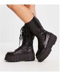 ASOS - Wide Fit Athens 3 Chunky High Lace Up Boots - Lyst