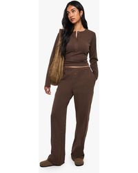 Boohoo - Cotton Button Through Crew Neck Top & Trouser Co Ord - Lyst