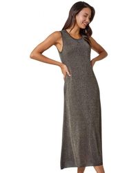 Roman - Sleeveless Sparkle Knitted Midi Dress - Lyst