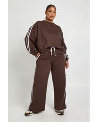 Boohoo - Plus Side Stripe Wide Leg Joggers - Lyst