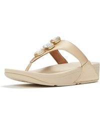 Fitflop - Lulu Ultra-Jewel Toe-Post Polyurethane Platino Sandals - Lyst
