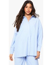 Boohoo - Stripe Drop Shoulder Oversized Shirt - Lyst