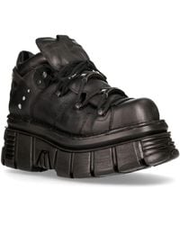 New Rock - 106N-S52 Tower Shoes Metallic Leather Biker Punk Gothic Boots - Lyst