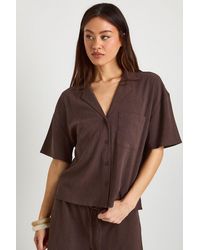 Boohoo - Tall Premium Linen Short Sleeve Shirt - Lyst
