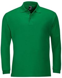 Sol's - Winter Ii Long Sleeve Pique Cotton Polo Shirt (Kelly) - Lyst
