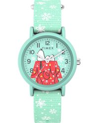Timex - Peanuts Holiday Watch Tw2W24700 Fabric - Lyst