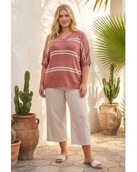 Roman - Curve Stripe V-Neck Knit Jumper - Lyst