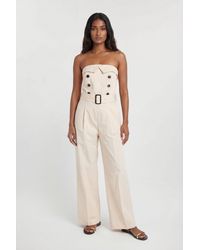 Karen Millen - Petite Tailored Cotton Trench Bandeau Jumpsuit - Lyst