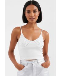 Bigdart - Stone Embellished Fitted Crop Top With V-Neck - Lyst