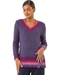 Roman - V-Neck Ombre Trim Knit Jumper - Lyst