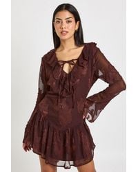 Boohoo - Floral Burnout Dipped Hem Mini Dress - Lyst