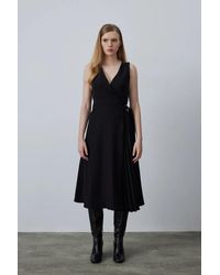 GUSTO - Pleated Long Wrap Dress - Lyst