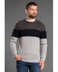 Kensington Eastside - Colour Block Crew Neck Ribbed Jumper - Lyst