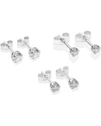 The Jewellery Stockroom - Set Of 3 Pairs Sterling 3Mm, 4Mm And 5Mm Cubic Zirconia Stud Earrings - Lyst