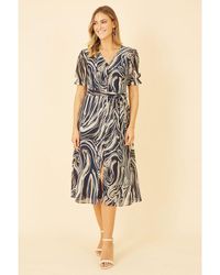 Mela London - Swirl Print Midi Tea Dress With Split Hem - Lyst
