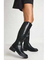 Boohoo - Elastic Panel Knee High Boots - Lyst