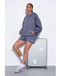 Boohoo - Ath Collective Embroidered Hooded Short Tracksuit - Lyst