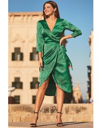 Sosandar - Animal Print Wrap Midi Dress - Lyst