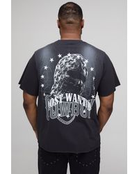 BoohooMAN - Plus Regular Fit Washed Most Wanted Mask T-Shirt - Lyst
