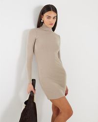 River Island - Mini Dress Long Sleeve Roll Neck Cotton - Lyst