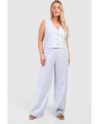Boohoo - Plus Woven Pinstripe Wide Leg Trouser & Waistcoat Co-Ord - Lyst