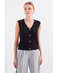 Bigdart - Textured V-Neck Crop Waistcoat With Button Closure - Lyst
