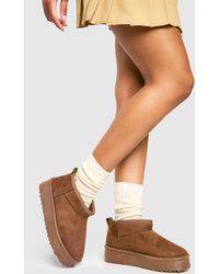 Boohoo - Ultra Mini Platform Faux Fur Lined Boots - Lyst