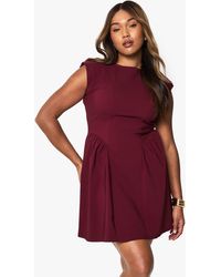 Boohoo - Plus Bengaline Cap Sleeve Skater Dress - Lyst