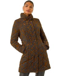 Roman - Animal Flock Detail Padded Coat - Lyst