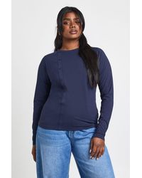Boohoo - Plus One Side Button Down Long Sleeve Top - Lyst