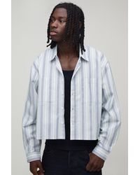 BoohooMAN - Oversized Crop Boxy Stripe Long Sleeve Shirt - Lyst