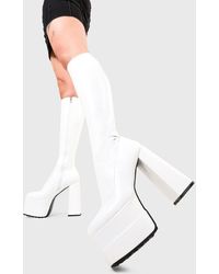 LAMODA - Knee High Boots Bad Gurl Wide Calf Round Toe Platform Heel With Zip - Lyst