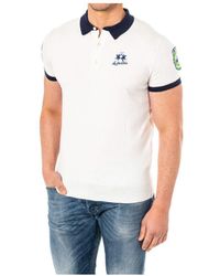 La Martina - Short-Sleeved Polo Shirt With Contrast Lapel Collar 2Mpu31 - Lyst