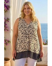 Roman - Curve Animal Print Chiffon Hem Vest Top - Lyst