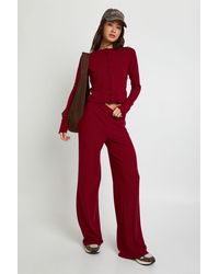 Boohoo - Tall Crinkle Cardigan & Wide Leg Trouser Set - Lyst