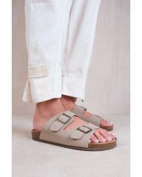 Where's That From - 'Willow' Two Strap Flat Sandals With Buckle Detail - Lyst