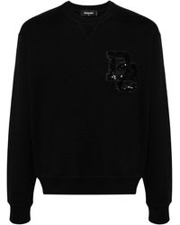 DSquared² - D2 Trui Met Paillettenlogo, Zwarte Ronde Hals - Lyst