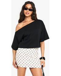 Boohoo - Off The Shoulder Boxy Crop T-Shirt - Lyst