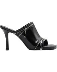 Burberry - Peep Heeled Mules Heels Leather - Lyst
