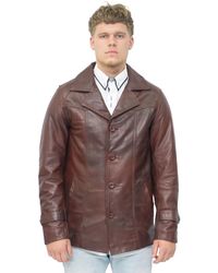Infinity Leather - Bruine Vintage Trench-stijl Crombie Leren Jas Voor -macau - Lyst