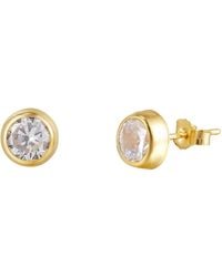 The Jewellery Stockroom - 9Ct 5Mm Cubic Zirconia Rubover Stud Earrings - Lyst