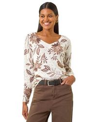 Roman - Floral Print V-Neck Knit Jumper - Lyst
