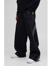 BoohooMAN - Elasticated Waist Piping Detail Parachute Pants - Lyst