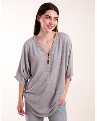 Blue Vanilla - Studded Zip Front Top - Lyst