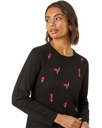 Roman - Floral Embroidered Knit Jumper - Lyst