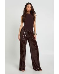 Boohoo - Tall Low Rise Drawcord Waistband Sequin Trouser - Lyst