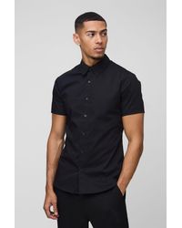 BoohooMAN - Short Sleeve Stretch Fit Shirt - Lyst